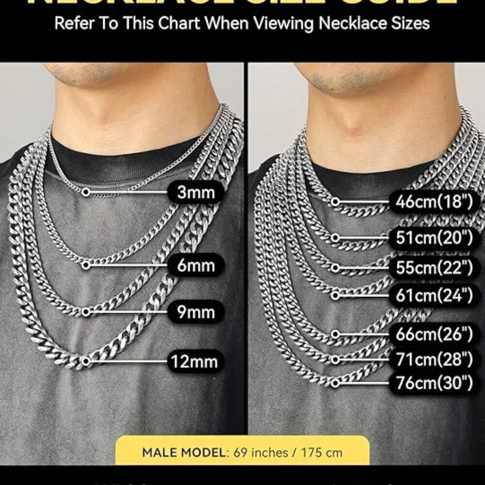 Miami Cuban Link Chain Necklace for Men Gold Plated 3mm-steel Stainless Steel